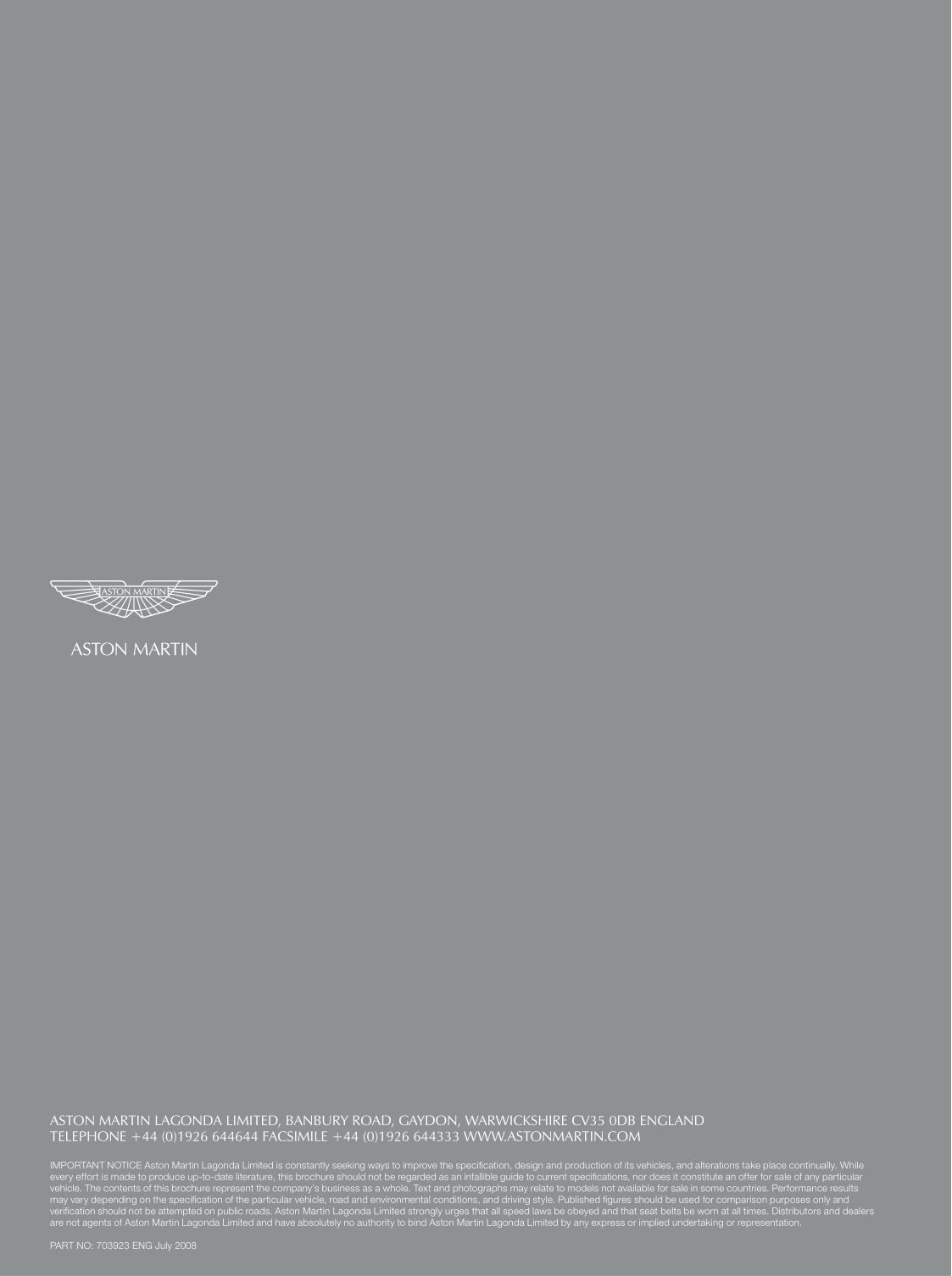 2009 Aston Martin Model Range Brochure Page 8